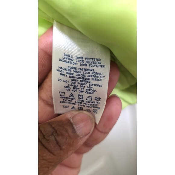 Land's End Kids Hooded Ski Winter Jacket Blue & Lime Green Size 14 - Picture 7 of 8